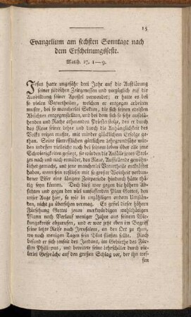 Evangelium am sechsten Sonntage nach dem Erscheinungsfeste. Matth. 17, 1-9