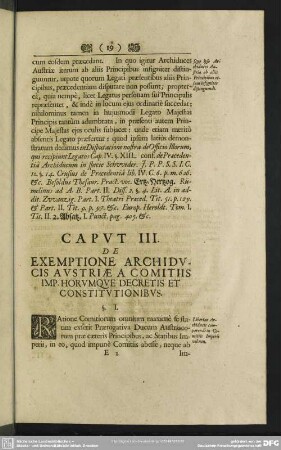 Caput III. De Exemptione Archiducis Austriae A Comitiis Imp. Horumque Decretis Et Constitutionibus