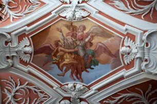 Der heilige Nepomuk von Engeln getragen