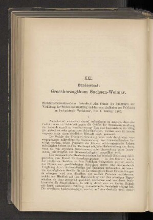 XXI. Bundesstaat: Grossherzogthum Sachsen-Weimar.