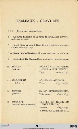 Tableaux - Gravures (Nr. 1-29)