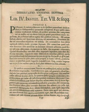 Dissertatio Vigesima Septima Ad Lib. IV. Instit. Tit. VII. & seqq.