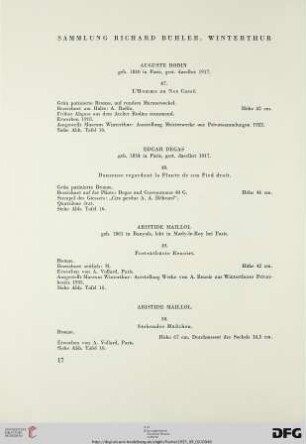 II. Plastik (Nr. 47-57) und Tafel 16-17