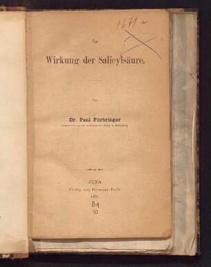 Zur Wirkung der Salicylsäure