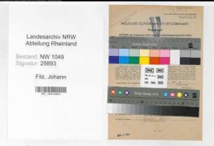 Entnazifizierung Johann Filz , geb. 17.05.1900 (Weichenwaerter)