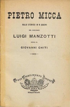 Pietro Micca : ballo storico in 8 quadri