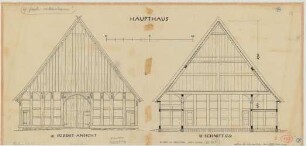 Retzen (Kreis Lemgo): Hof Beining. Haupthaus (Südostansicht, Querschnitt)