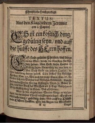 Textus: Aus den KlagLiedern Jeremiae am 3. Capitel