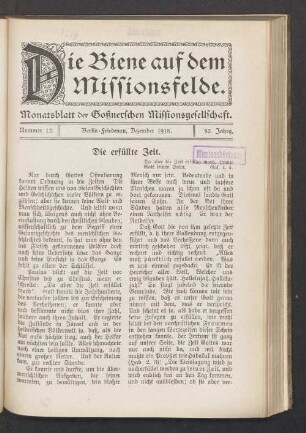 Nummer 12. Berlin-Friedenau, Dezember 1915. 82. Jahrg