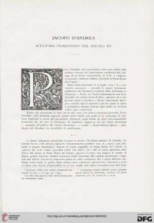 11: Jacoppo d'Andrea scultore fiorentino del secolo XV