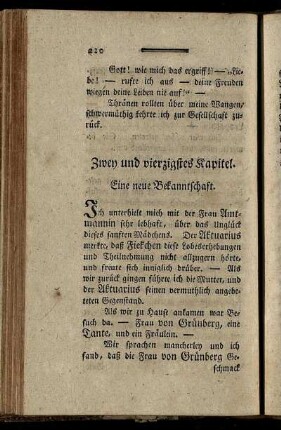 Zwey und vierzigstes Kapitel. Eine neue Bekanntschaft.