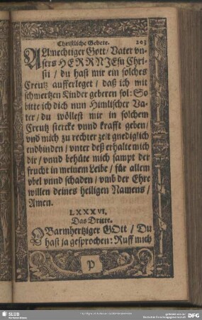 LXXXVI. [Drey Gebet den schwangern Frawen teglich zu sprechen.] Das Dritte