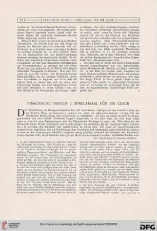 Praktische Fragen: Sprechsaal für die Leser