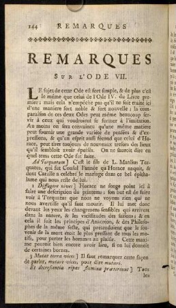 144-151, Remarques sur l'ODE VII.