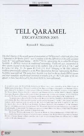 17: Tell Qaramel : excavations 2005