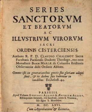 Series Sanctorum et beatorum ac illustrium virorum Sacri Ordinis Cisterciensis