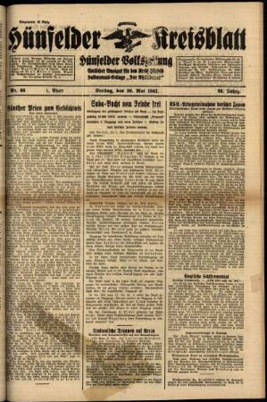 Erste Ausgabe vom Freitag, den 30. Mai 1941.