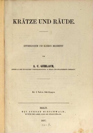 Krätze und Räude : entomologisch und klinisch