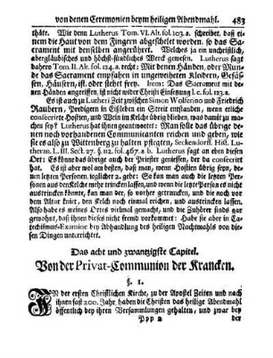 Das acht und zwanzigste Capitel. Von der Privat-Communion der Krancken.