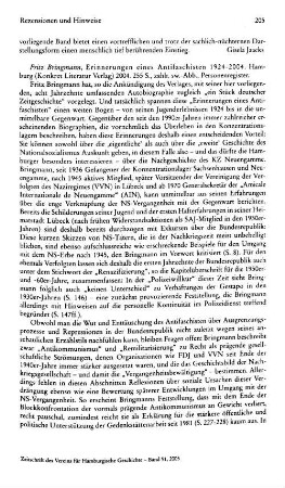 Bringmann, Fritz :: Erinnerungen eines Antifaschisten 1924 - 2004 : Hamburg, Konkret Literatur-Verl., 2004