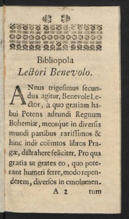 Bibliopola Lectori Benevolo.