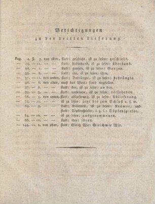 Berichtigungen zu der dritten Lieferung