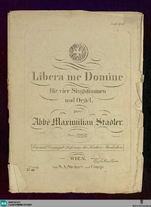 Libera me Domine : für vier Singstimmen und Orgel