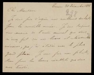 Nr. 1: Brief von Vito Volterra an Adolf Hurwitz, Turin, 30.12.1898