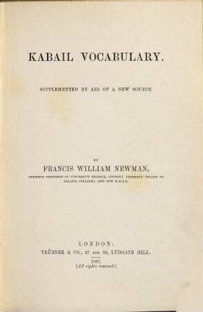 Kabail vocabulary : supplemented by aid of a new source