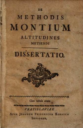 De Methodis montium altitudinis metiendi Dissertatio
