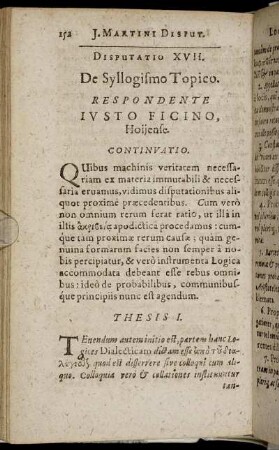 Disputatio XVII. De Syllogismo Topico.