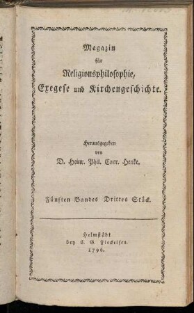 Fünften Bandes Drittes Stück.
