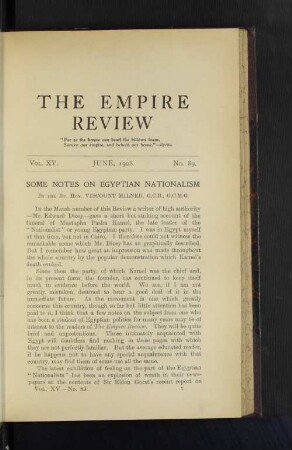 Some Notes on Egyptian Nationalism