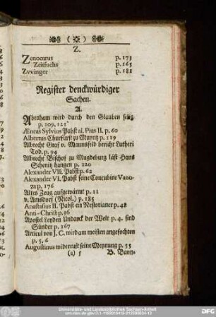 Register denckwürdiger Sachen.