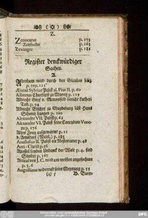 Register denckwürdiger Sachen.