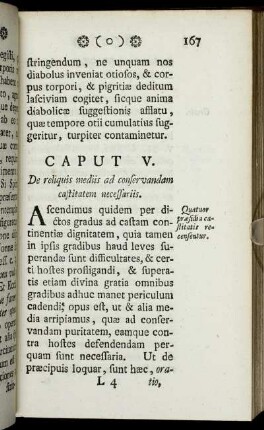 Caput V. De reliquis mediis ad conservandam castitatem necessariis.