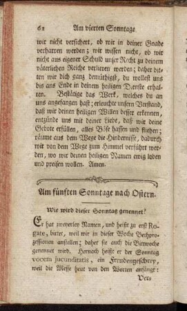 Am fünften Sonntage nach Ostern.