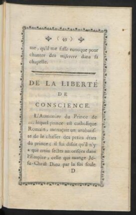 De la liberté de conscience