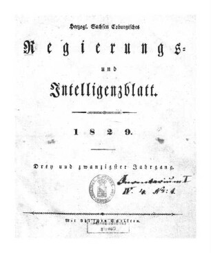 Herzogl.-Sachsen-Coburgisches Regierungs- und Intelligenzblatt. 1829