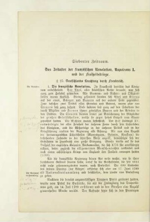 Siebenter Zeitraum. Das Zeitalter der französischen Revolution, Napoleons I. und der Freiheitskriege