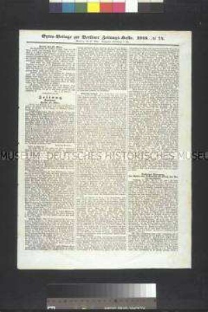 Extrablatt: Berliner Zeitungs-Halle, Nr. 74; Berlin, 27. März 1848