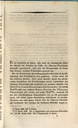 Jahresbericht über die Resultate der Arbeiten im Felde der physiologischen Botanik : von dem Jahre ... 1838 (1839)