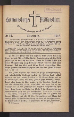N° 12. Dezember. 1918