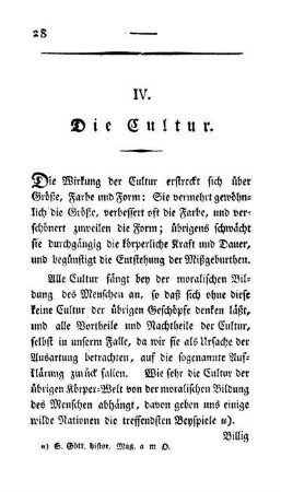 IV. Die Cultur.
