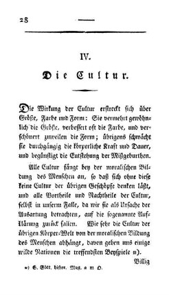 IV. Die Cultur.