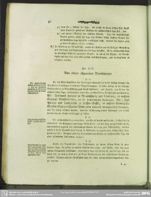 Art. XIV. Von einigen allgemeinen Verordnungen