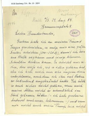 Brief an Franz Oppenheimer