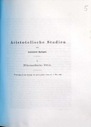 Aristotelische Studien, 1. Nikomachische Ethik