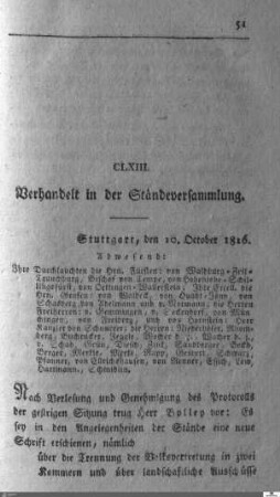 163. Sitzung, Stuttgart, 10.10.1816