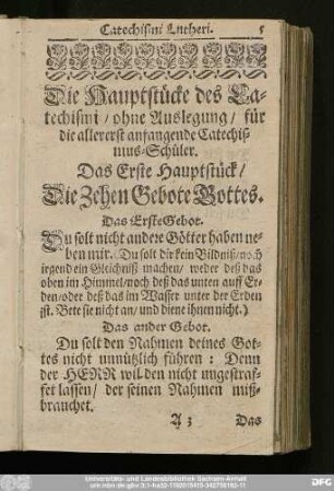 Das Erste Hauptstück, Die Zehen Gebote Gottes.